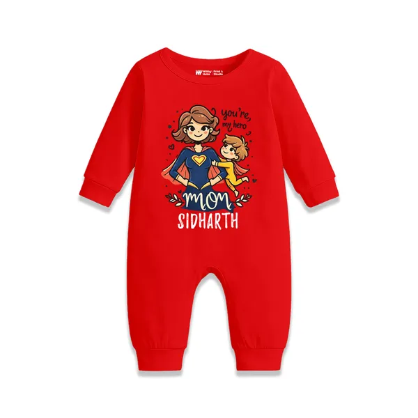 Red_Cotton_Superhero_Mom_Print_Romper_For_Baby