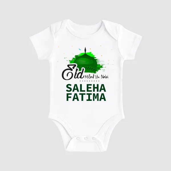 White_Cotton_Eid_Milad_Un_Nabi_Printed_Bodysuit_For_Baby