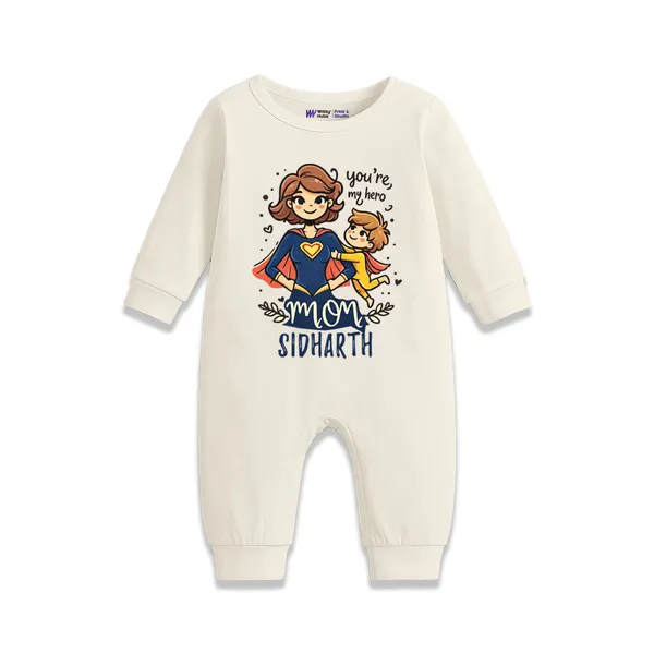 Cream_Cotton_Full_Sleeve_My_Hero_Mom_Print_Romper_For_Baby