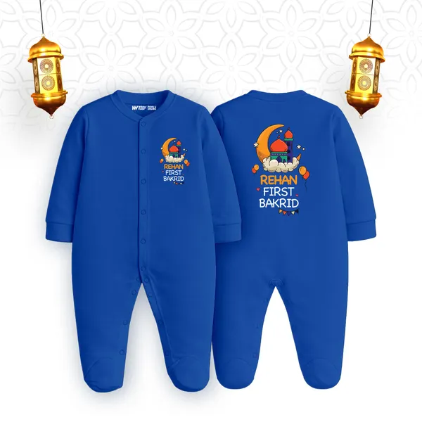 Blue_Cotton_Romper_With_Ramadan_Print_For_Baby'S_First_Bakrid