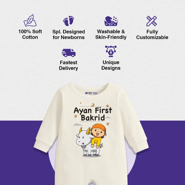 White_Cotton_Personalized_First_Bakrid_Romper_For_Baby
