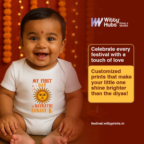 White_Cotton_Personalized_First_Navratri_Onesie_For_Baby