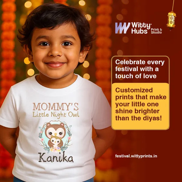 White_Cotton_Mommy'S_Little_Night_Owl_Personalized_T-Shirt_For_Baby