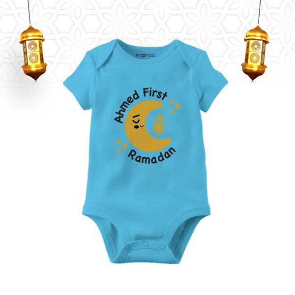 Ahmed_First_Ramadan_Blue_Cotton_Baby_Bodysuit