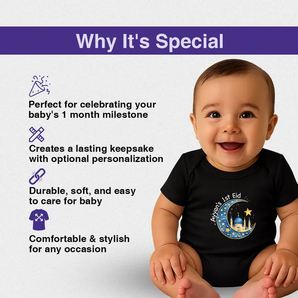 Arwa'S_1St_Eid_Black_Cotton_Baby_Onesie_With_Moon_Print
