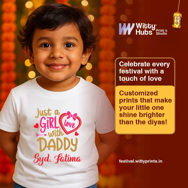 White_Personalized_Daddy'S_Girl_Cotton_T-Shirt_For_Babies