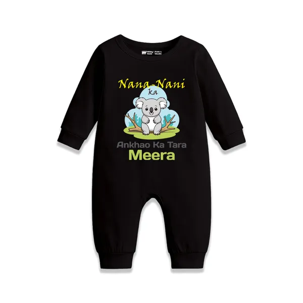 Black_Koala_Print_Personalized_Baby_Romper_For_1_Month_Milestone