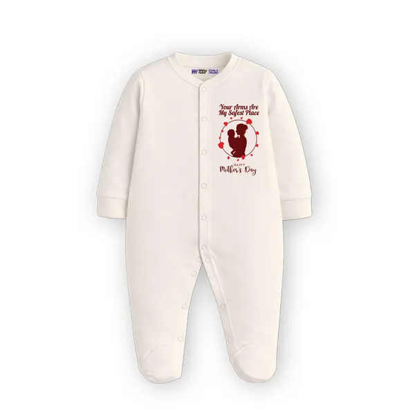 White_Cotton_Mother'S_Day_Commemorative_Full_Sleeve_Romper_For_Baby