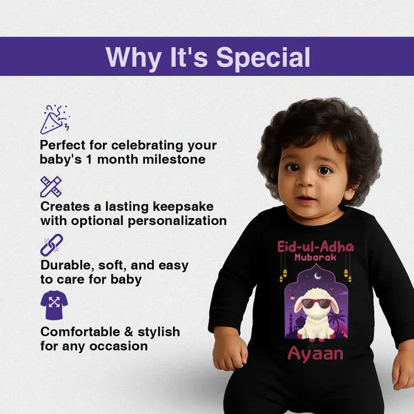 Black_Cotton_Eid-Ul-Adha_Mubarak_Customized_Printed_Full_Sleeve_Romper_For_Baby