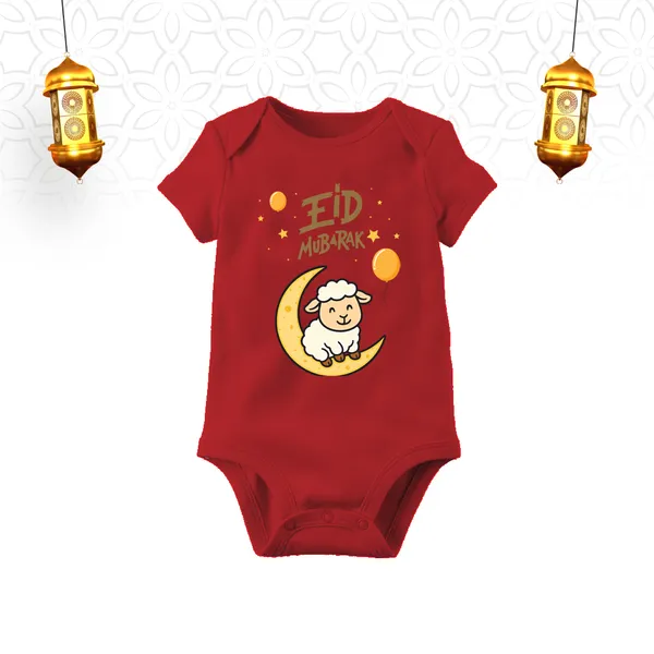 Red_Cotton_Eid_Mubarak_Printed_Baby_Bodysuit