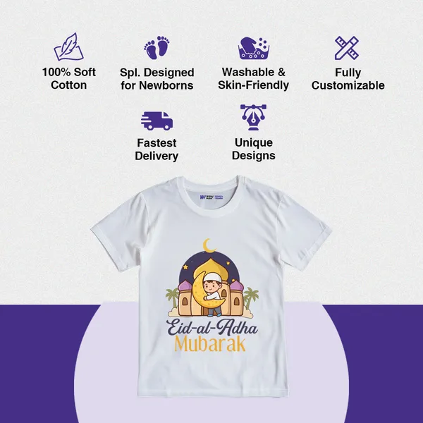 White_Cotton_Eid-Al-Adha_Mubarak_Printed_T-Shirt_For_Kids