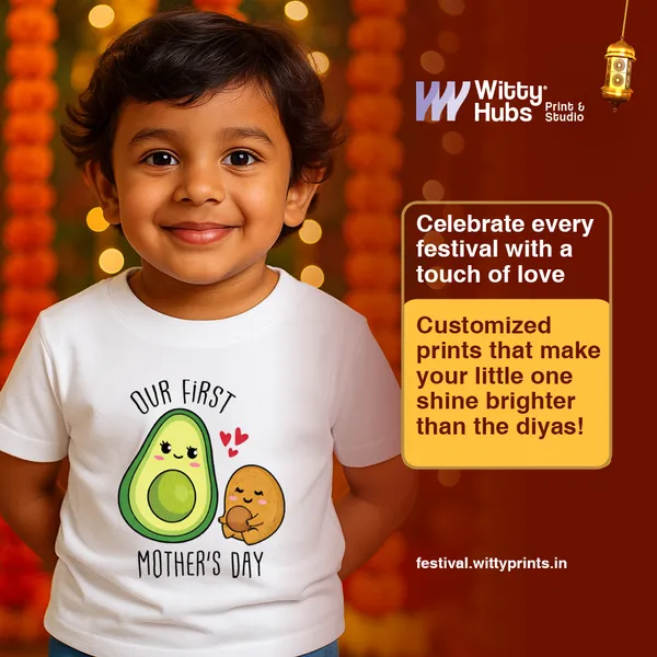 Our_First_Mother'S_Day_Avocado_Graphic_White_Cotton_T-Shirt_For_Kids
