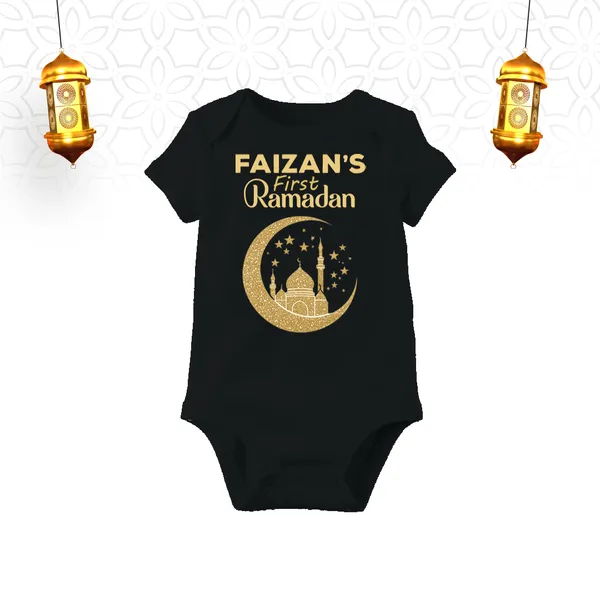 Customized_Black_Cotton_First_Ramadan_Baby_Bodysuit