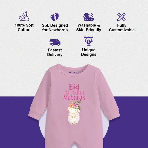 Pink_Cotton_Eid_Adha_Mubarak_Romper_For_Baby_Girls