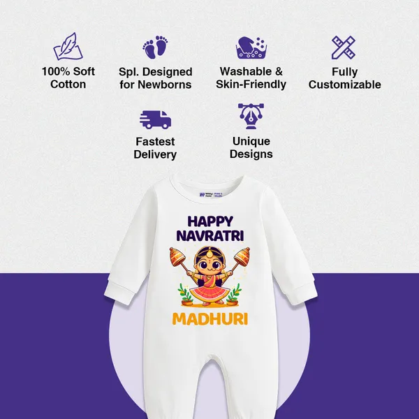 Happy_Navratri_Personalized_White_Cotton_Romper_For_Baby