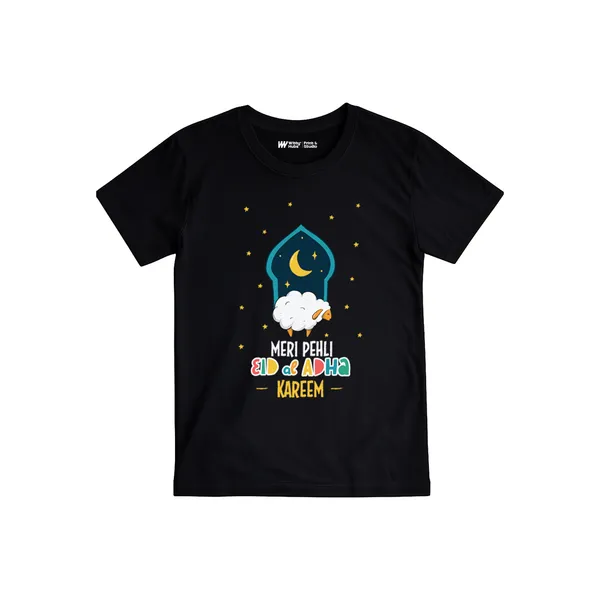 Black_Cotton_Eid_Mubarak_Kareem_Printed_T-Shirt_For_Kids