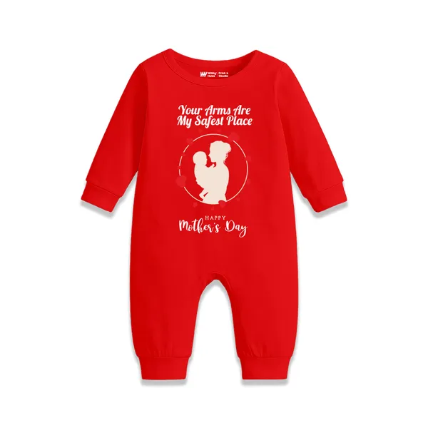 Red_Cotton_Full_Sleeve_Romper_For_Baby_With_Mother'S_Day_Print