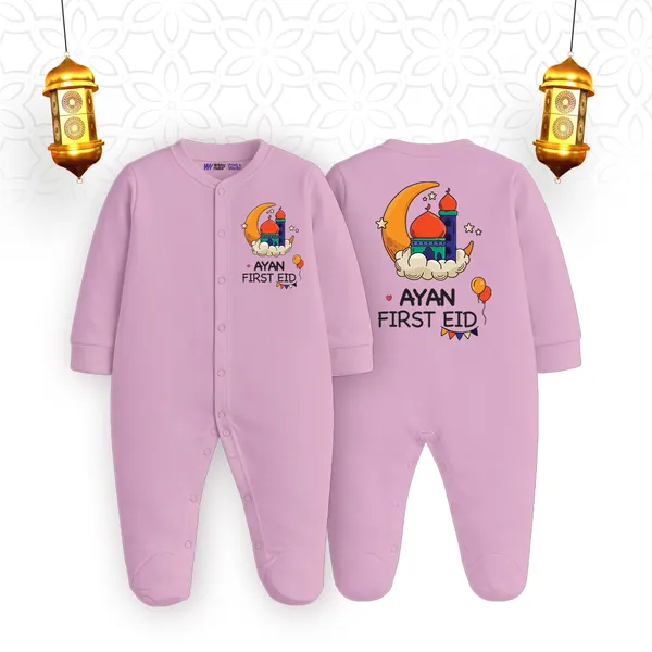 Pink_Cotton_Personalized_First_Eid_Romper_For_Baby