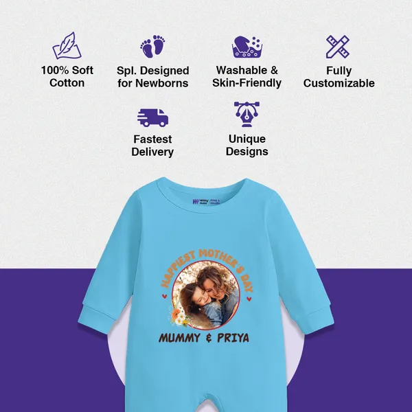 Customizable_Photo_Print_Blue_Romper_For_Baby