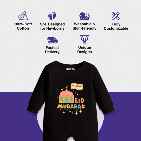 Black_Cotton_Eid_Mubarak_Personalized_Long_Sleeve_Romper_For_Baby