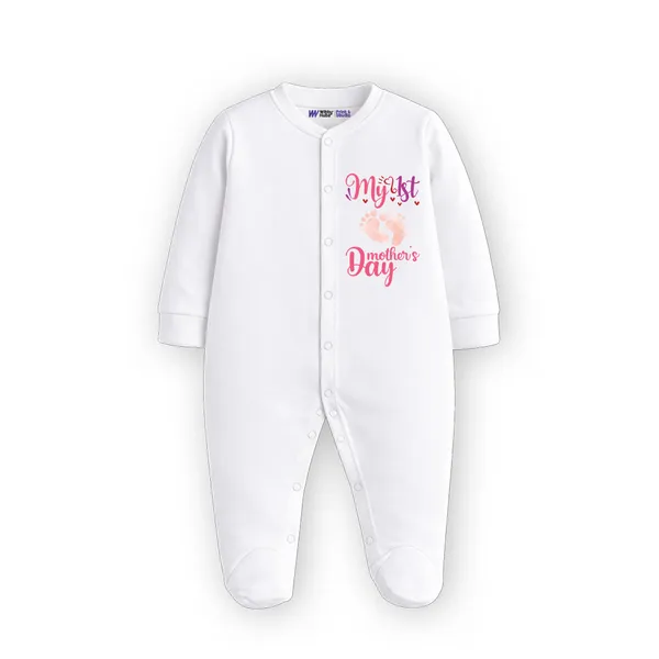 White_Embroidered_My_1St_Mother'S_Day_Full_Sleeve_Romper_For_Baby