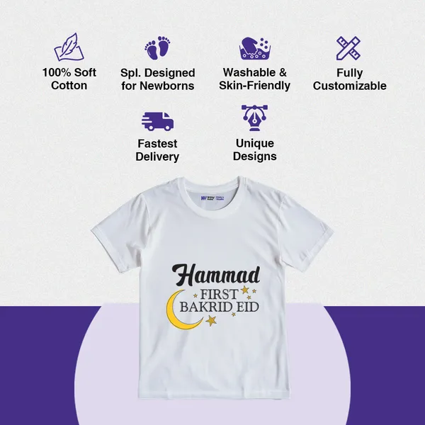 White_Cotton_First_Bakrid_Eid_Customized_Print_Kids_T-Shirt