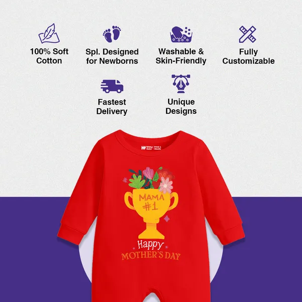 Red_Cotton_Happy_Mother'S_Day_Trophy_Print_Romper_For_Baby