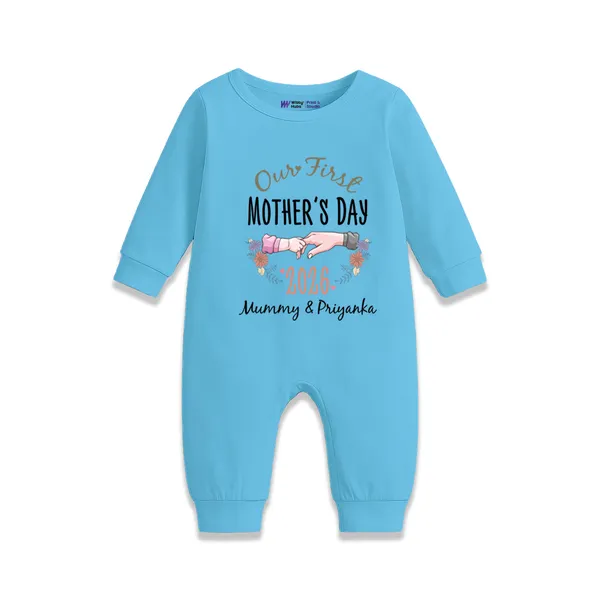 Blue_Cotton_Personalized_Mother'S_Day_Romper_For_Baby
