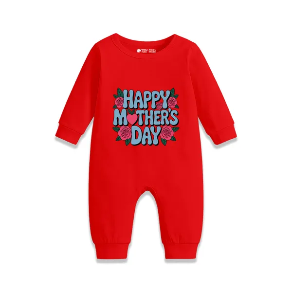 Red_Cotton_Happy_Mother'S_Day_Print_Romper_For_Babies