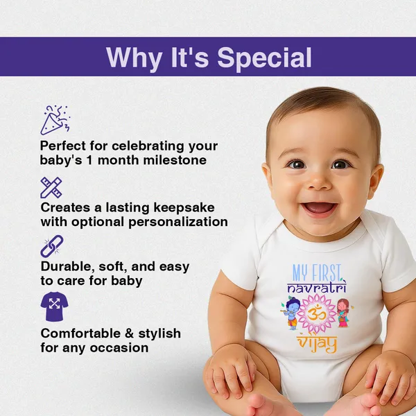 My_First_Navratri_Personalized_White_Baby_Onesie