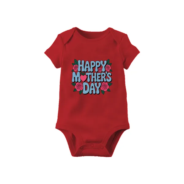 Red_Cotton_Happy_Mother'S_Day_Print_Romper_For_Baby