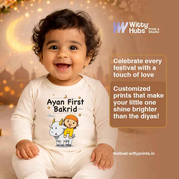 White_Cotton_Personalized_First_Bakrid_Romper_For_Baby