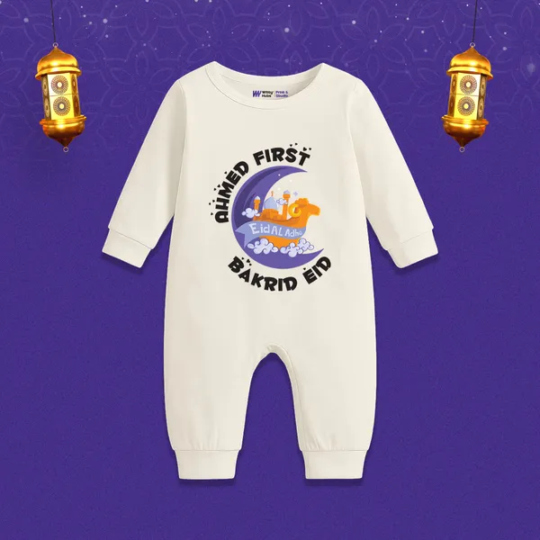 White_Full_Sleeve_Personalized_Baby_Romper_For_First_Bakrid_Eid