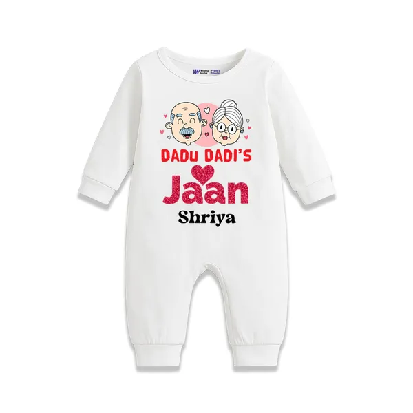 White_Cotton_Grandparents_Print_Romper_For_Baby