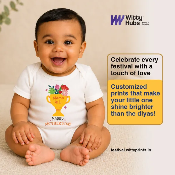 White_Cotton_Happy_Mother'S_Day_Trophy_Print_Baby_Bodysuit