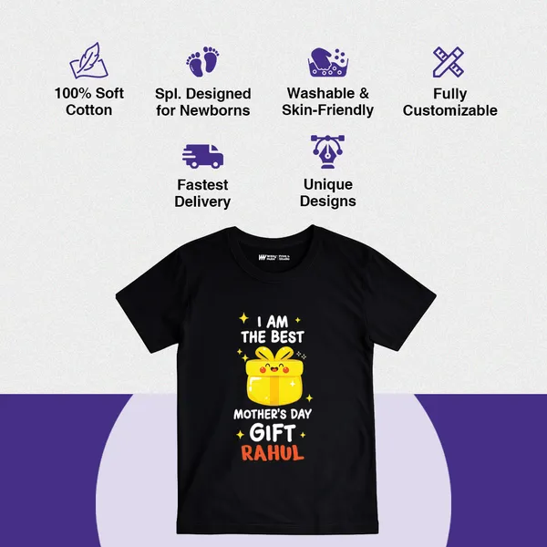 Black_Cotton_Mother'S_Day_Gift_Customizable_T-Shirt_For_Newborns