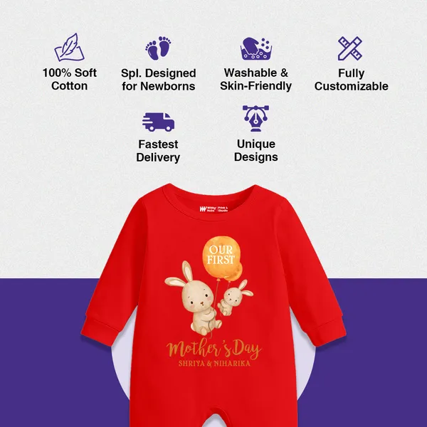 Red_Cotton_Mother'S_Day_Romper_For_Baby