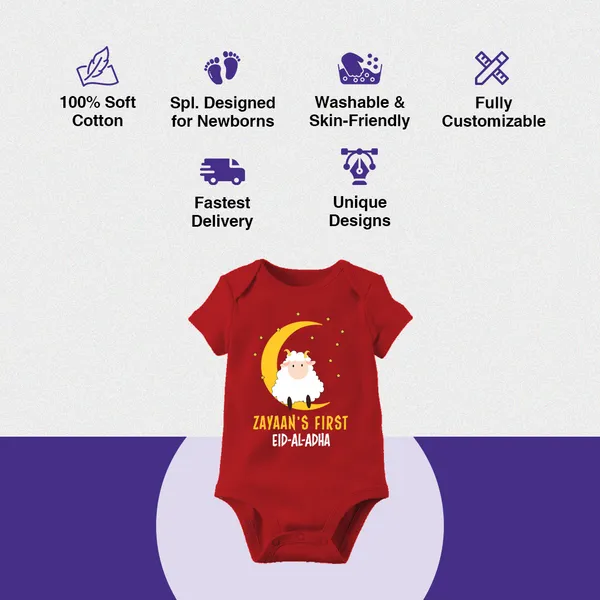 Red_Cotton_First_Eid_Al_Adha_Baby_Bodysuit_With_Sheep_And_Moon_Print