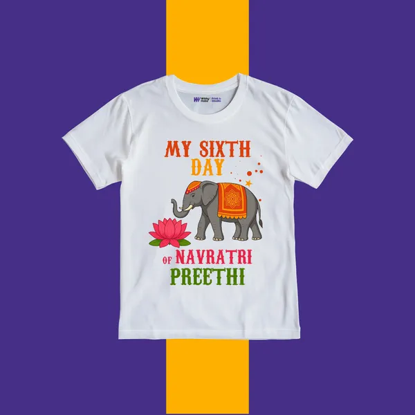 White_Cotton_Navratri_Preethi_Graphic_Print_T-Shirt_For_Kids