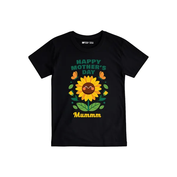 Black_Cotton_Sunflower_Mother'S_Day_T-Shirt_For_Babies