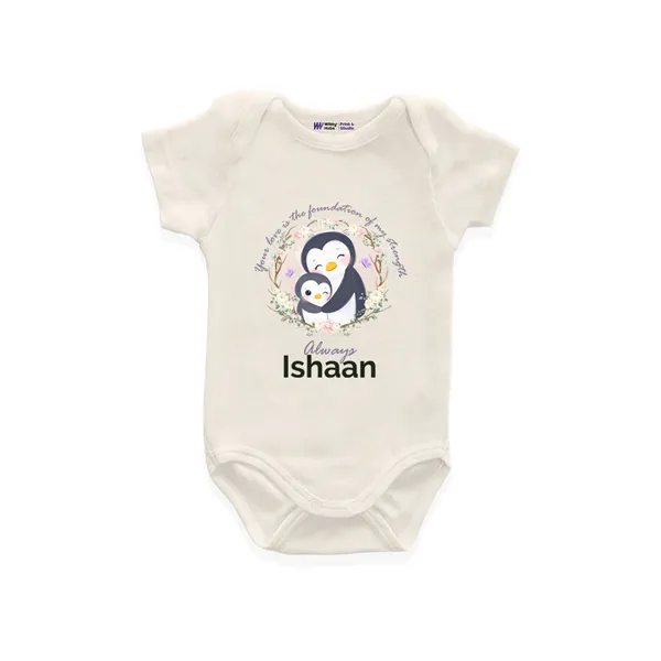 White_Penguin_Print_Personalized_Baby_Onesie_For_1_Month_Milestone