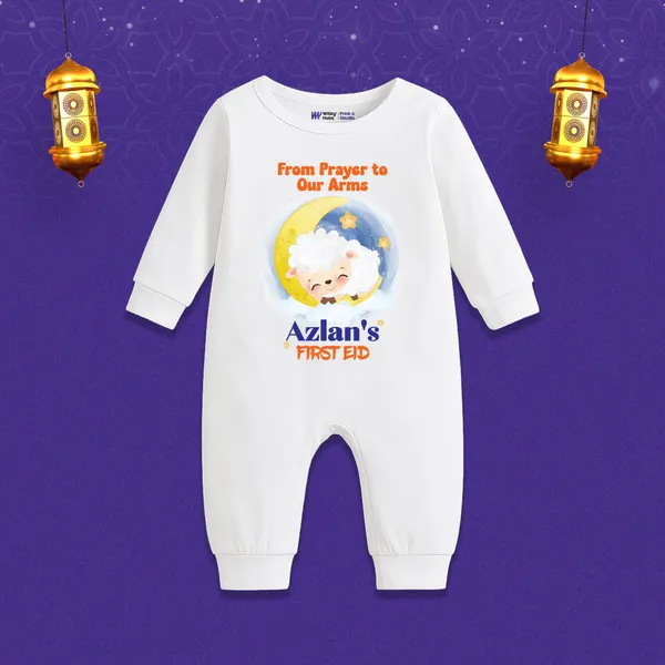 White_Cotton_Azlan'S_First_Eid_Baby_Romper