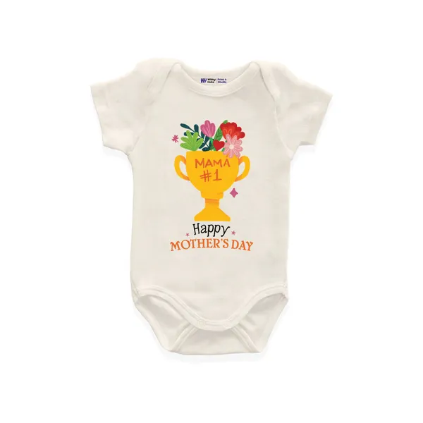 Mama_#1_Happy_Mother'S_Day_White_Cotton_Romper_For_Baby