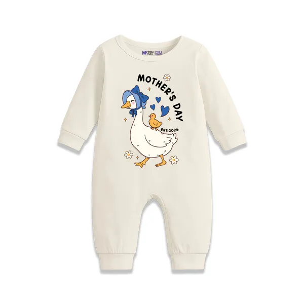 Cream_Cotton_Mother'S_Day_Print_Romper_For_Baby