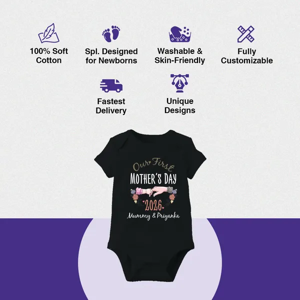 Black_Cotton_Our_First_Mother'S_Day_2026_Onesie_For_Baby