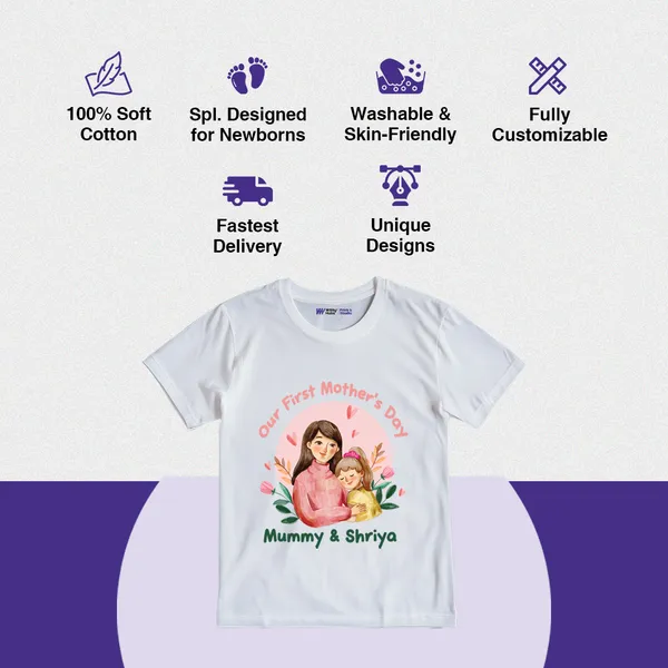 White_Cotton_Customized_Mother'S_Day_Print_T-Shirt_For_Kids
