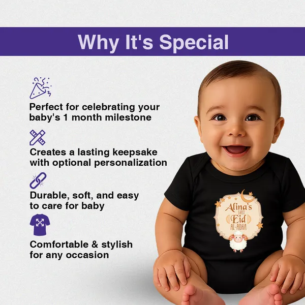 Alina'S_First_Eid_Al-Adha_Customized_Print_Black_Onesie