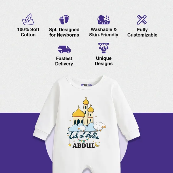 White_Cotton_Eid_Al_Adha_Customizable_Romper_For_Newborns