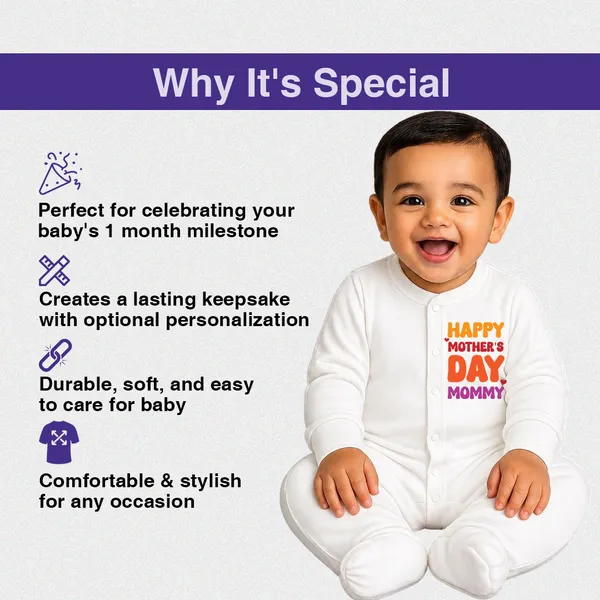 White_Cotton_Happy_Mother'S_Day_Romper_For_Newborns