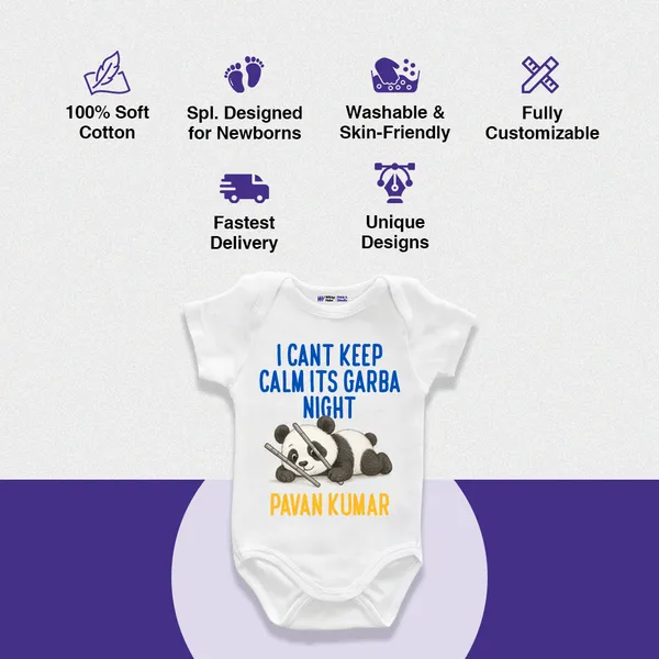 White_Cotton_I_Can'T_Keep_Calm_Garba_Night_Printed_Baby_Onesie